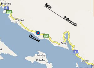 Orasac - Dubrovnik map